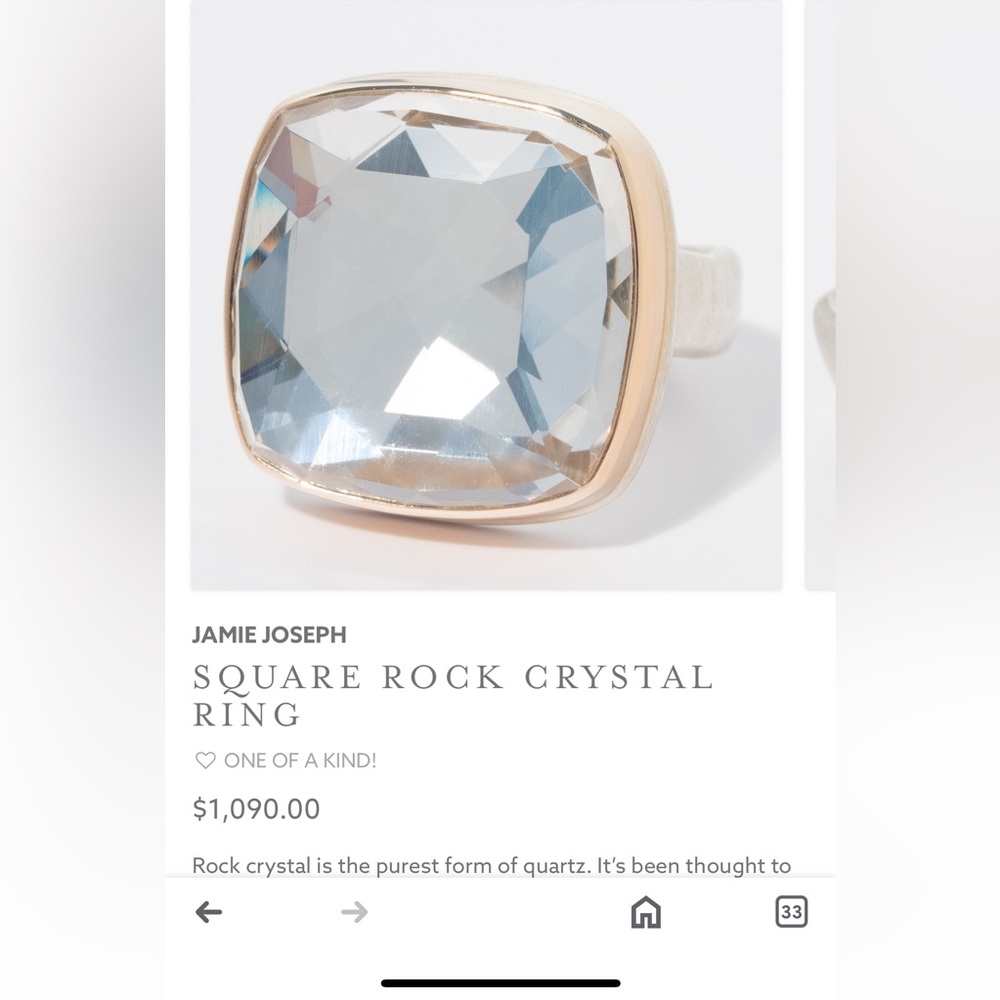 Jamie Joseph Rose Cut Rock Crystal Ring. EUC 14k gold and sterling size 6.75